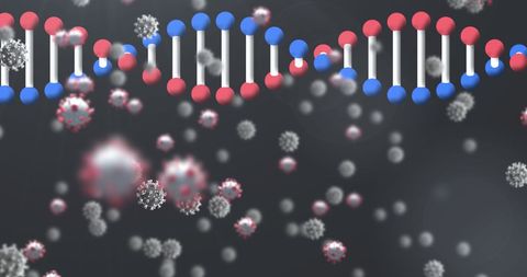 3D DNA Strand with Coronavirus Cells on Dark Background - Download Free Stock Images Pikwizard.com