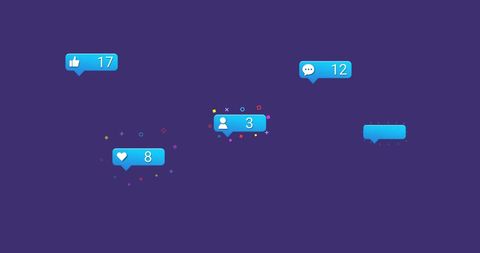 Colorful Social Media Notification Icons on Blue Backdrop - Download Free Stock Images Pikwizard.com
