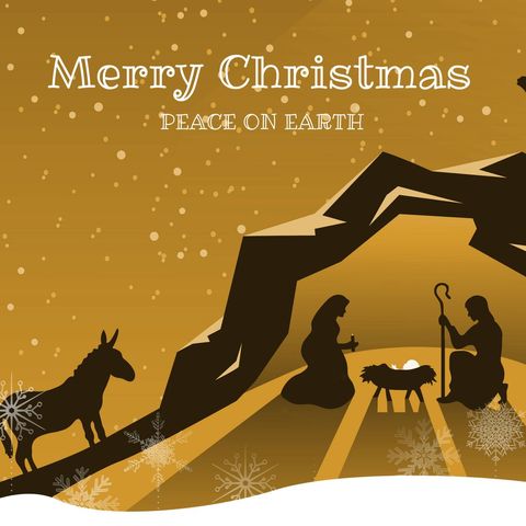 golden nativity scene silhouette for peaceful christmas festivities - Download Free Stock Templates Pikwizard.com