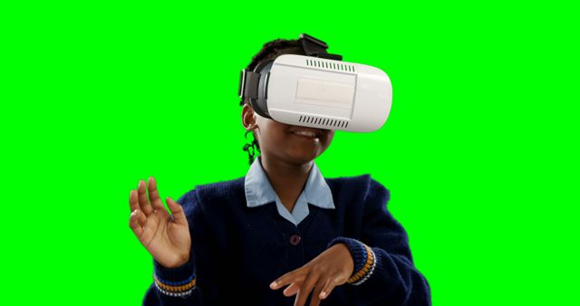 Child Engaging with Virtual Reality Headset on Green Screen Background - Download Free Stock Images Pikwizard.com