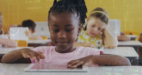 Diverse Students Using Technology and Writing in Classroom