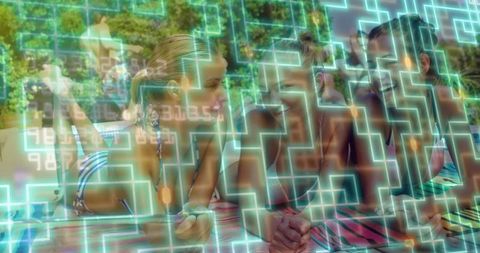 Summer Relaxation with Digital Overlay by Poolside