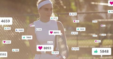 Tennis Player with Engaging Display of Likes and Follows