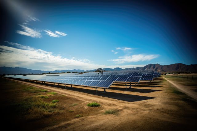 Vast Solar Panel Farm Under Clear Sky in Rural Landscape - Download Free Stock Photos Pikwizard.com