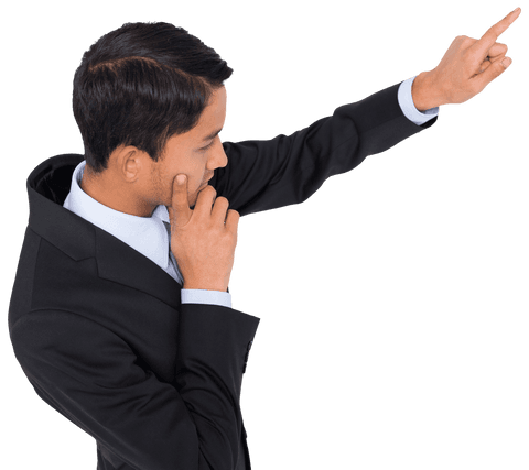 asian businessman in suit pointing on transparent background - Download Free Stock Videos Pikwizard.com