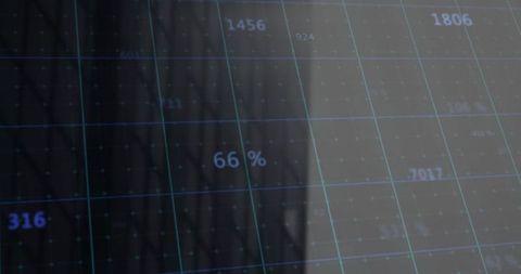 Futuristic digital interface with 66 percent progress indicator