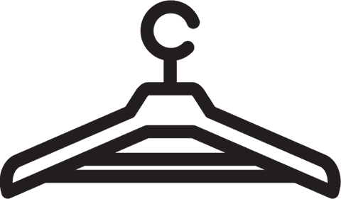 Black hanger icon on transparent background for fashion concepts