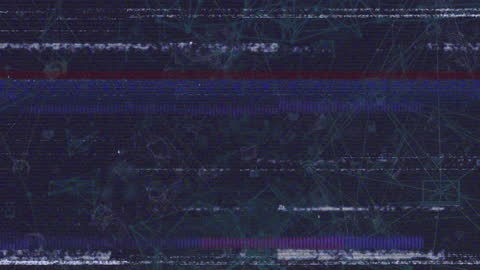 Digital Glitch Overlay with Network Connections in Futuristic Style