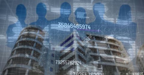 Global Financial Data with Silhouetted Professionals Over Cityscape - Download Free Stock Images Pikwizard.com