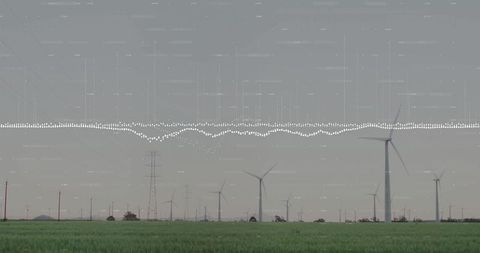 Wind Turbines Amphitheatre Digital Waveform Voltage Vectors