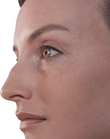 Close-Up of Woman's Face on Transparent Background Beauty Concept