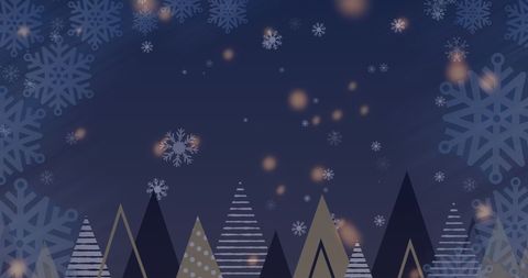 Festive Snowflakes and Christmas Trees Under Starry Night - Download Free Stock Images Pikwizard.com