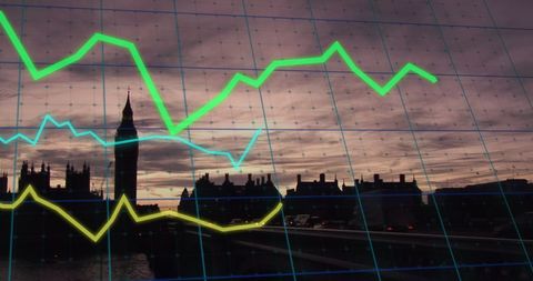 Financial Data Visual Over London Cityscape