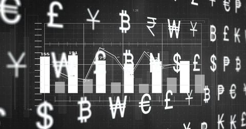 Global Currencies Against Dynamic Stock Market Graphs - Download Free Stock Images Pikwizard.com