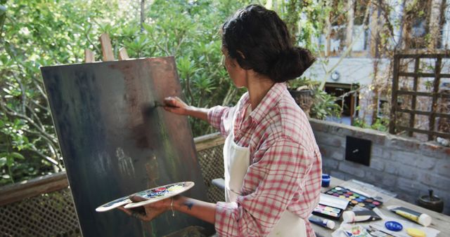 Artist Painting Outdoors in Garden Studio Setting - Download Free Stock Images Pikwizard.com