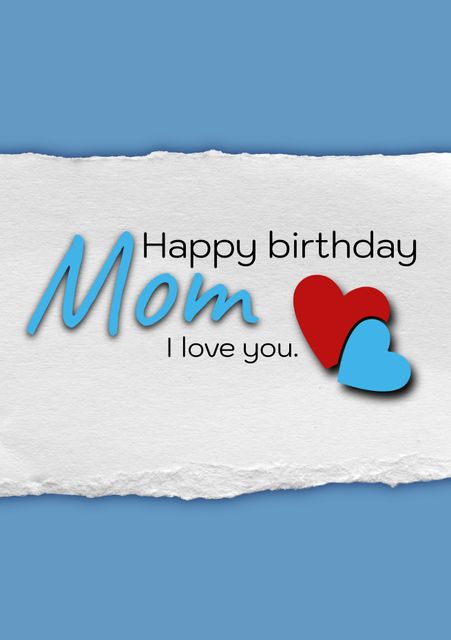 Happy Birthday Mom Greeting with Heart Shapes on Stylish Background - Download Free Stock Templates Pikwizard.com