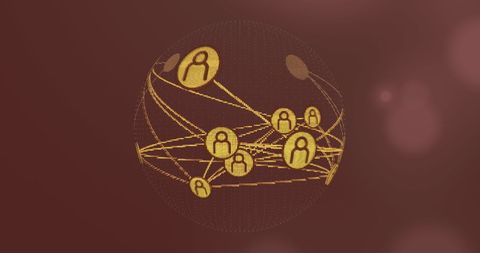 Global network of profile icons on digital sphere