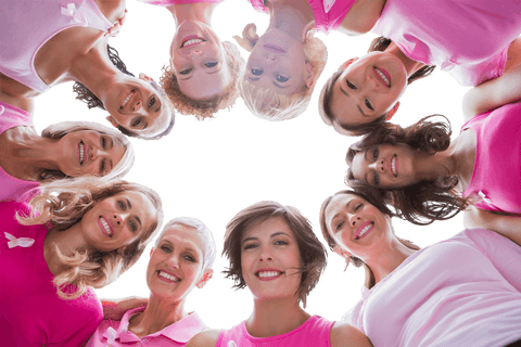 Transparent Smiling Women Supporting Breast Cancer Awareness