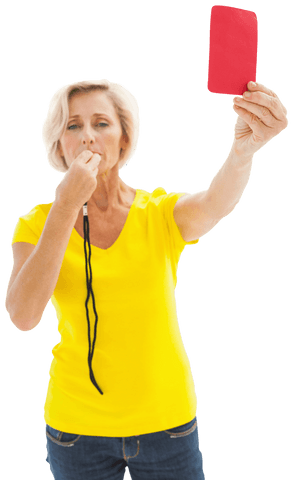 Transparent Background Referee Showing Red Card Isolated