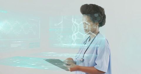 Innovative healthcare professional using holographic technology
