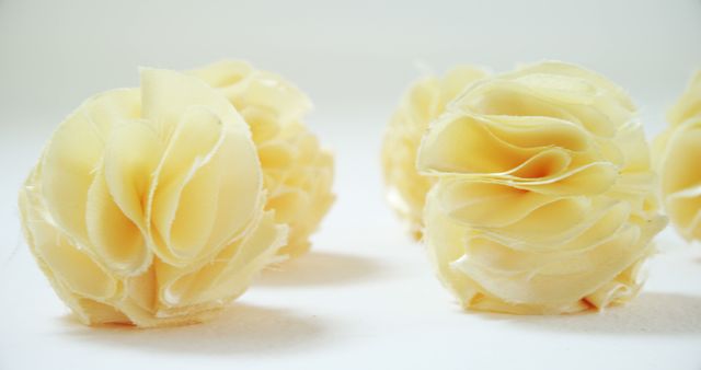 Close-Up of Handmade Soft Yellow Fabric Flowers - Download Free Stock Images Pikwizard.com