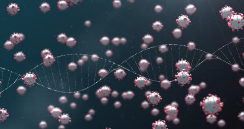 Digital DNA Strand and Virus Cells Representation on Abstract Background