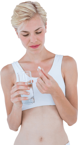 transparent image of woman taking medicine with water - Download Free Stock Videos Pikwizard.com