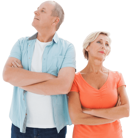 Transparent Background Conflicted Older Couple with Crossed Arms - Download Free Stock Videos Pikwizard.com