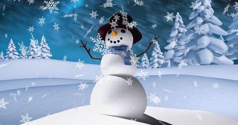 Festive Snowman in Snowy Winter Wonderland Scene - Download Free Stock Images Pikwizard.com