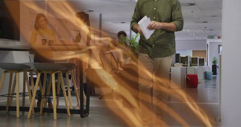 Confident Professional Walking in Modern Office Environment