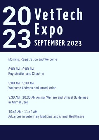 Elegant Vet Tech Expo Schedule with Bold Navy Design - Download Free Stock Templates Pikwizard.com