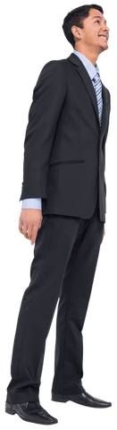 Happy Asian Businessman Looking Up, Transparent Background
