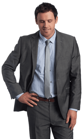 Confident Businessman Smiling at Work on Transparent Background