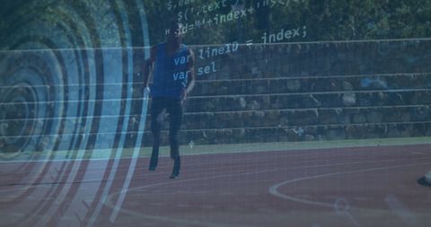 Disabled Athlete Racing Blades with Digital Interface Overlay - Download Free Stock Images Pikwizard.com
