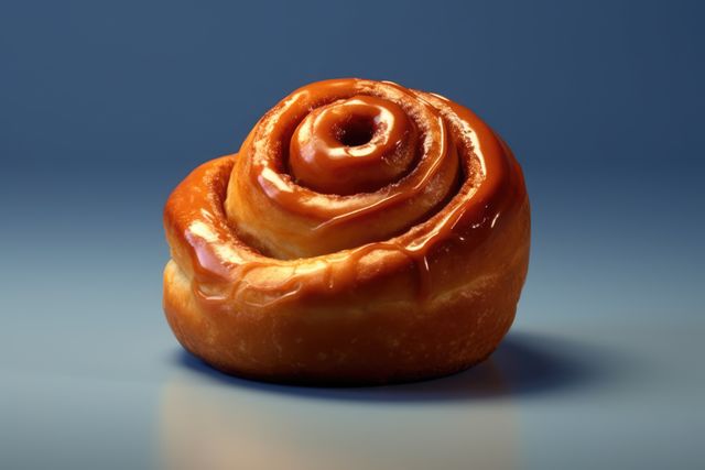 Cinnemon roll with icing on blue background, created using generative ai technology - Download Free Stock Photos Pikwizard.com