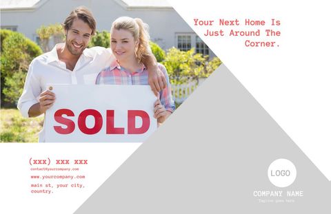 Happy Couple Celebrating Home Sale with Sold Sign - Download Free Stock Templates Pikwizard.com