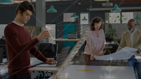 Innovative Team Collaboration in Tech-Driven Office Environment