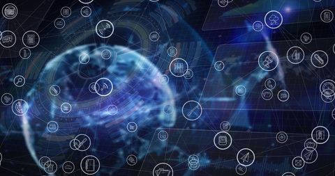 Global Digital Network Visualization with Data Interfaces - Download Free Stock Images Pikwizard.com