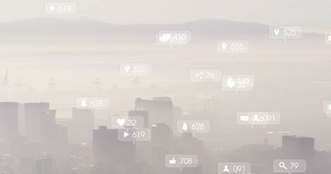 Digital Social Media Interaction Over Modern Cityscape - Download Free Stock Images Pikwizard.com