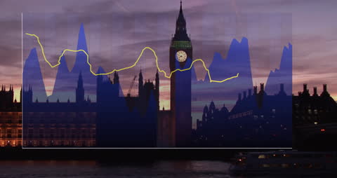 Financial Data Animation With Cityscape Background