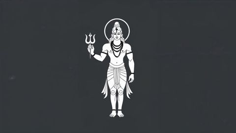 Minimalistic Divine Deity Holding Trident on Grey Background