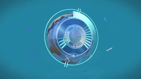 Globe Animation with Digital Interface and Abstract Lines
