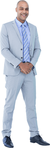 Smiling Businessman in Light Suit on Transparent Background