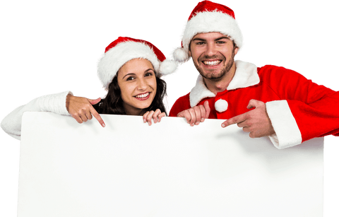 cheerful festive couple pointing at blank transparent poster - Download Free Stock Videos Pikwizard.com