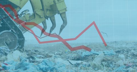 Declining Market Trends over a Landfill Bulldozer Background - Download Free Stock Images Pikwizard.com