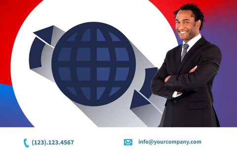 confident businessman with global connectivity symbol - Download Free Stock Templates Pikwizard.com