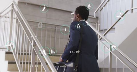 Eco-Conscious Businessman Engaging with Innovative Technology