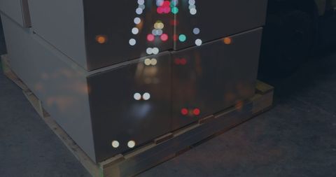 Double Exposure of Night Road and Warehouse Packages