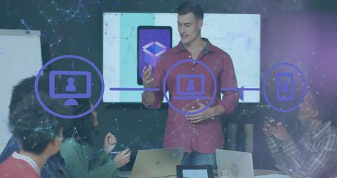 Diverse Team Discussing Digital Transformation Strategy in Office