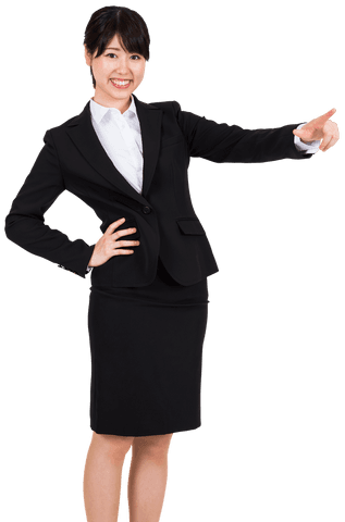 Transparent Asian Businesswoman Pointing With Confidence Isolated